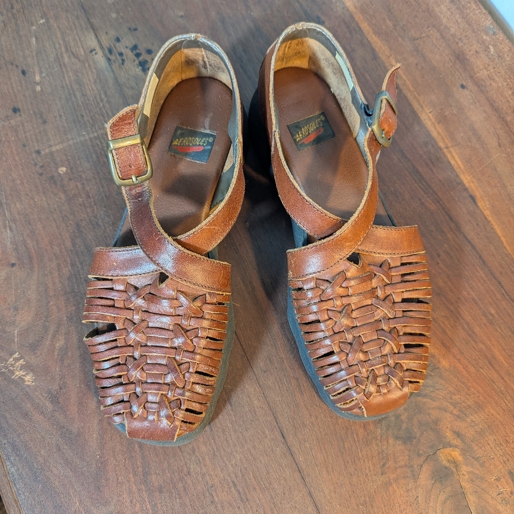 Aerosoles Strappy Caged Huarache Buckle Jesus Sandals Woman's 7B Vintage 90s y2k